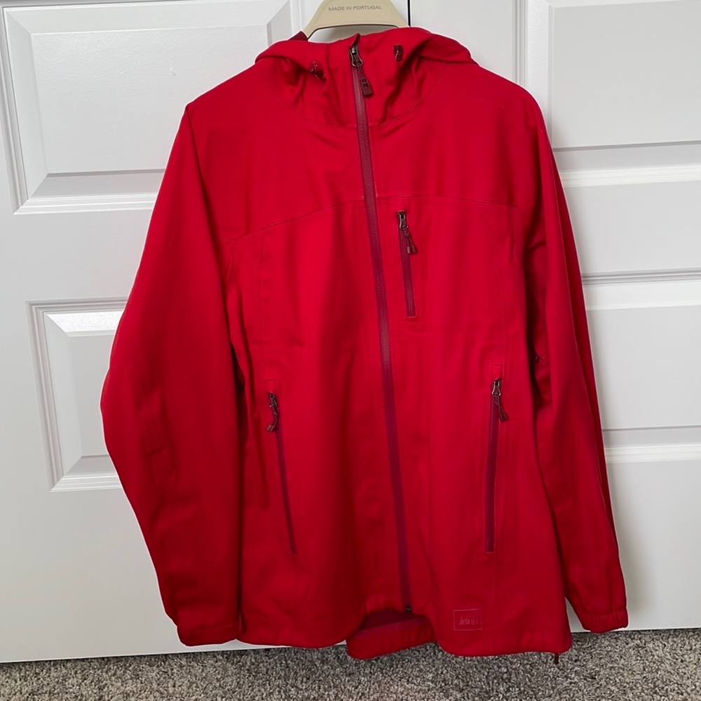 REI E1 Elements Red Rain Jacket